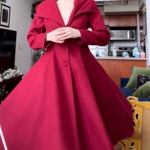 Hell Bunny Vintage style 1950’s vegan red princess swing coat